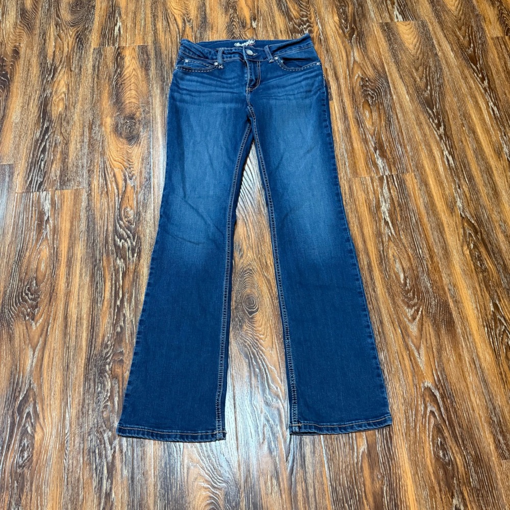 Wrangler 28X32 Bootcut Jeans Womens Blue Dark Wash Mid Rise Western Denim